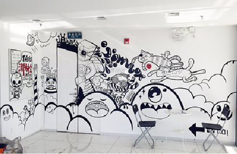 于都手绘墙并非传统涂鸦。